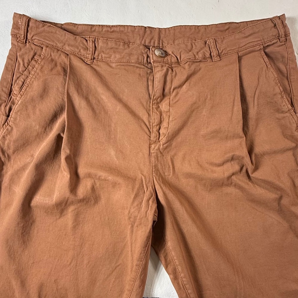 Marine Layer Pleated Chino Pants Mens 39x28 Rust Brown Tapered Twill‎ Casual